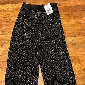 Black and White Patterned rhinestone wave Pants